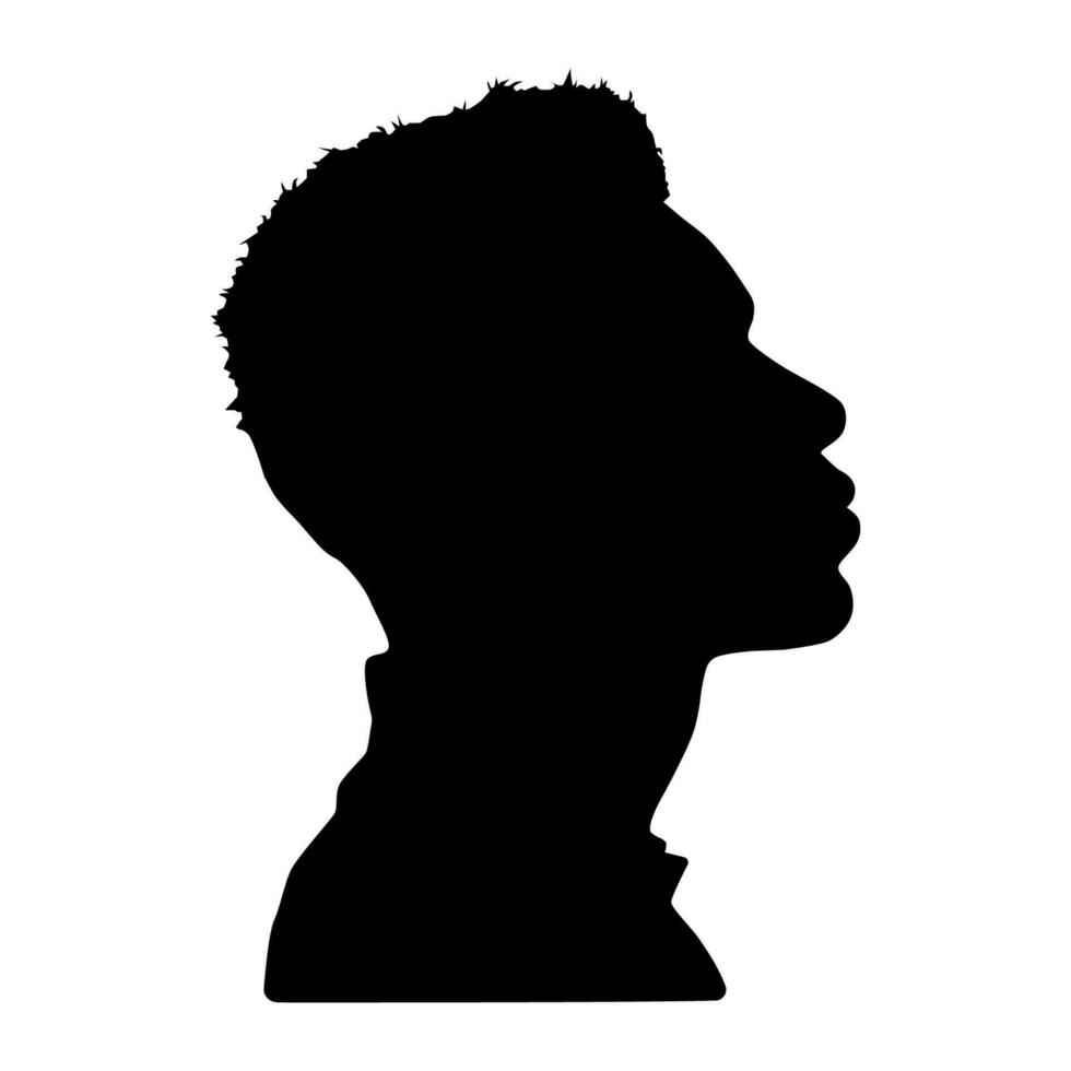 Black Men African American, African profile picture silhouette. Man from the side with a short haircut vector