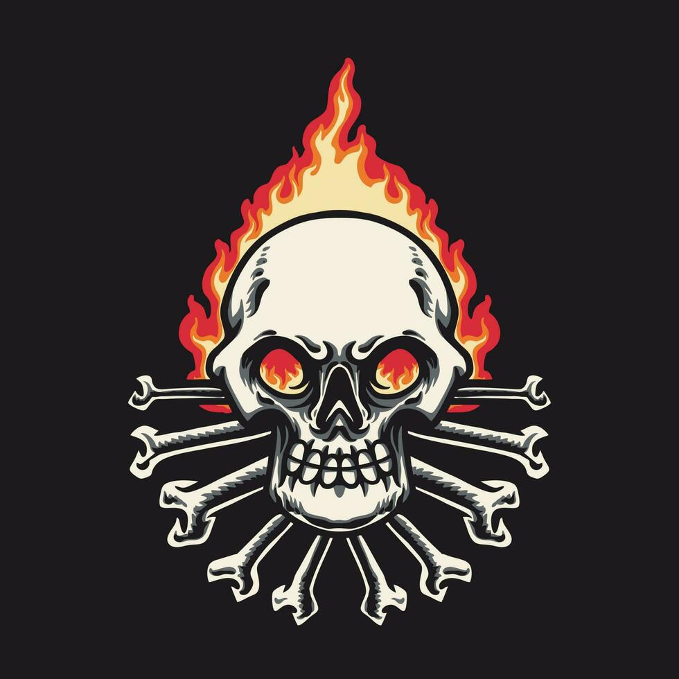 Skull Bone Fire Vector Illustration 23375077 Vector Art at Vecteezy