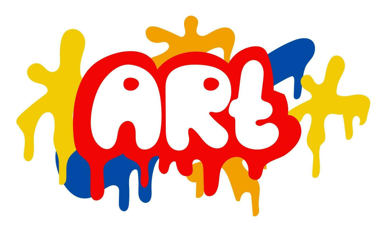 Colorful lettering art in a rounded graffiti style. Rounded letters and shapes with streaks of paint. Vector illustration isolated on a white background. Imitation of street graffiti, sticker