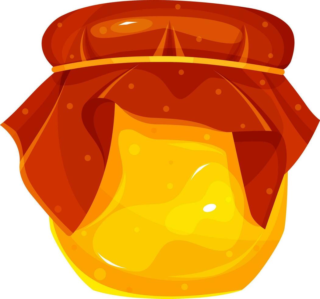 bright vector illustration of a glass jar with honey, homemade blanks, a honey apiary