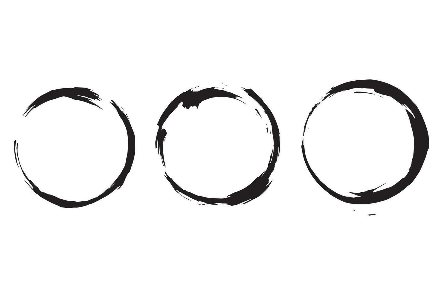 Colorful circle stroke set, round brush stroke, grunge circle strokes vector