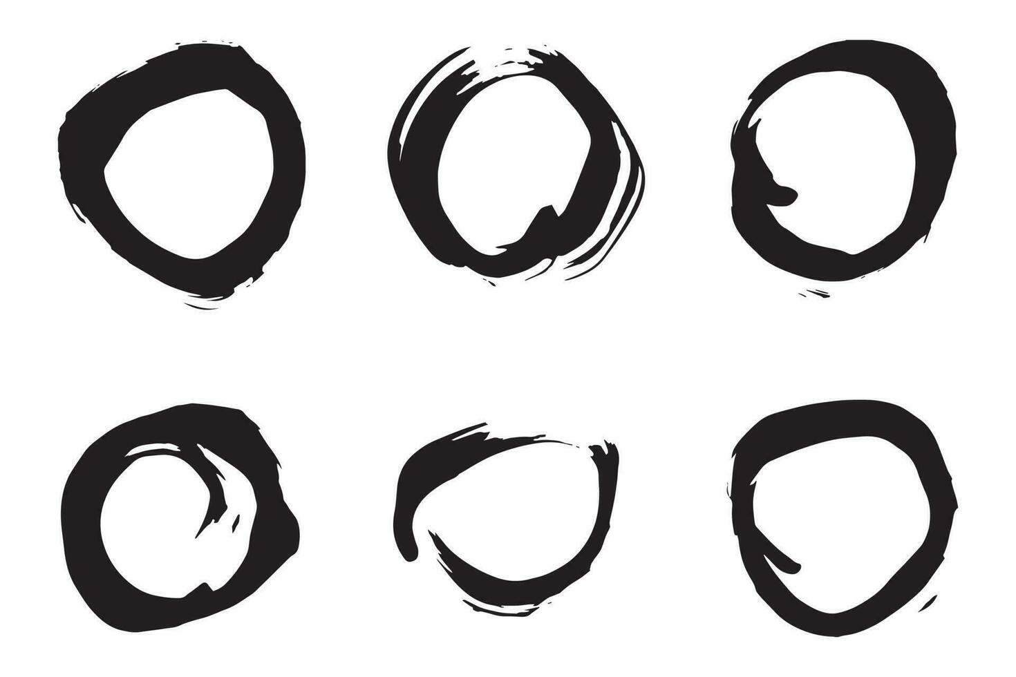 Colorful circle stroke set, round brush stroke, grunge circle strokes vector