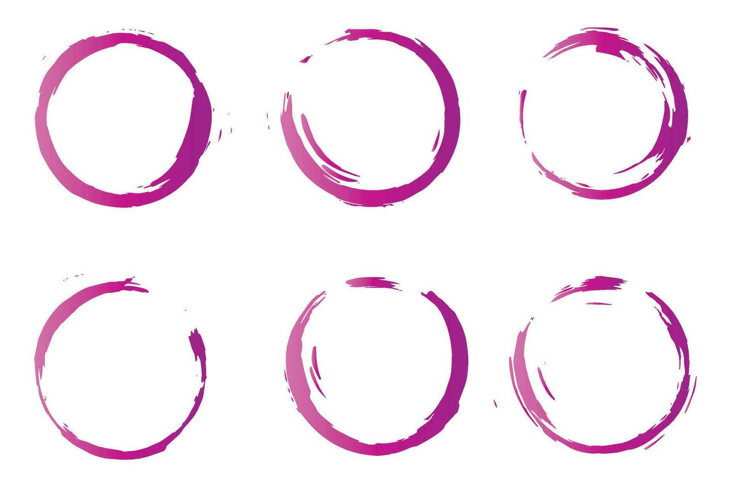 Colorful circle stroke set, round brush stroke, grunge circle strokes vector