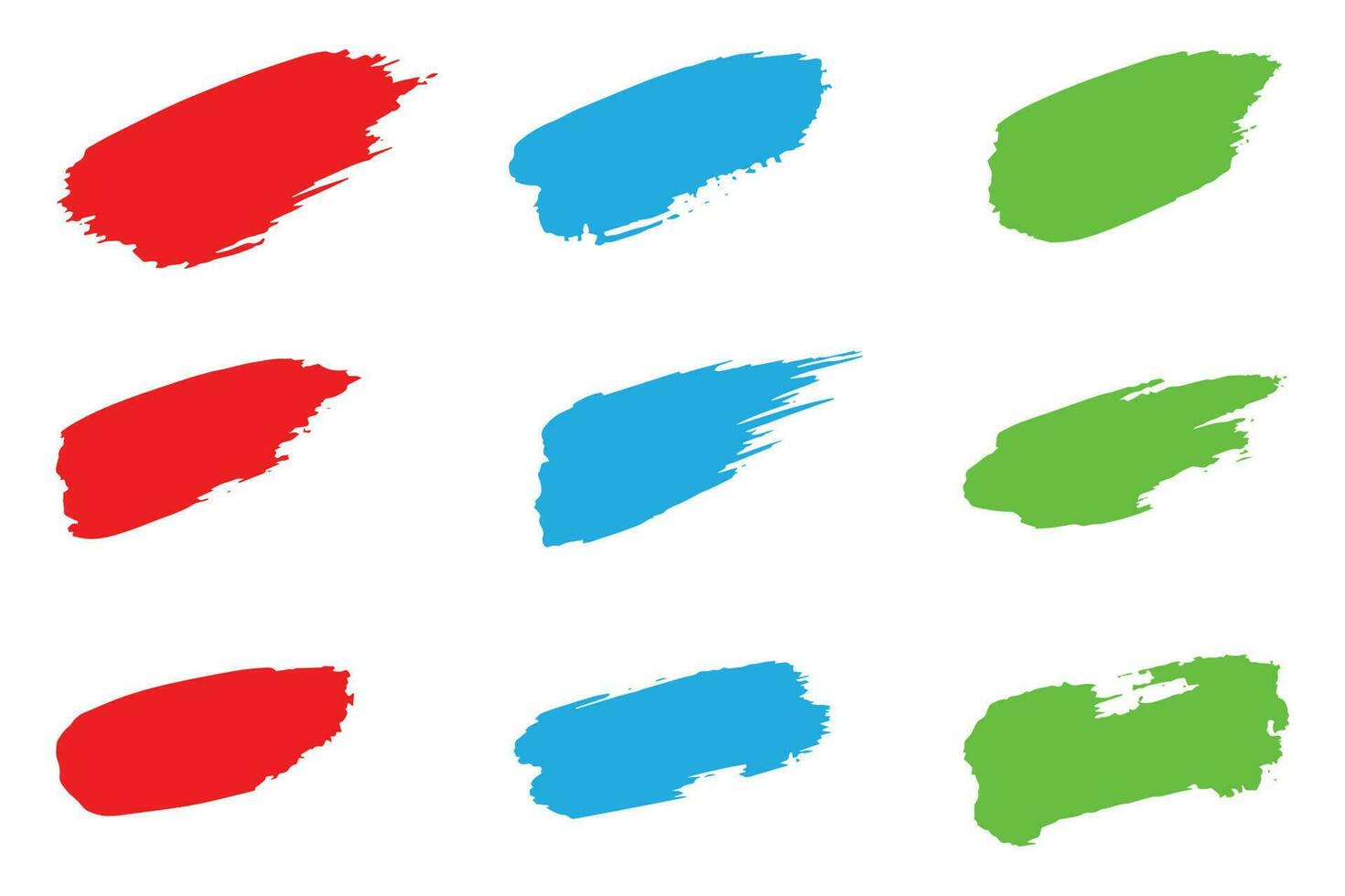 Grungy ink brush strokes, Colorful brush stroke set, dirty strokes set vector