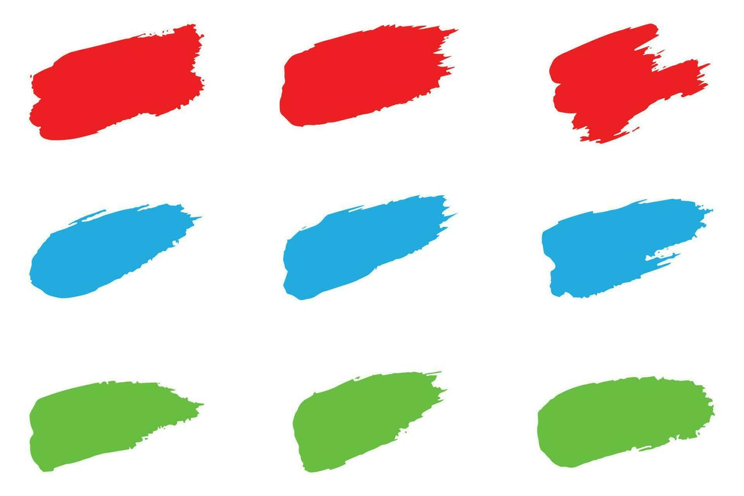 Grungy ink brush strokes, Colorful brush stroke set, dirty strokes set vector