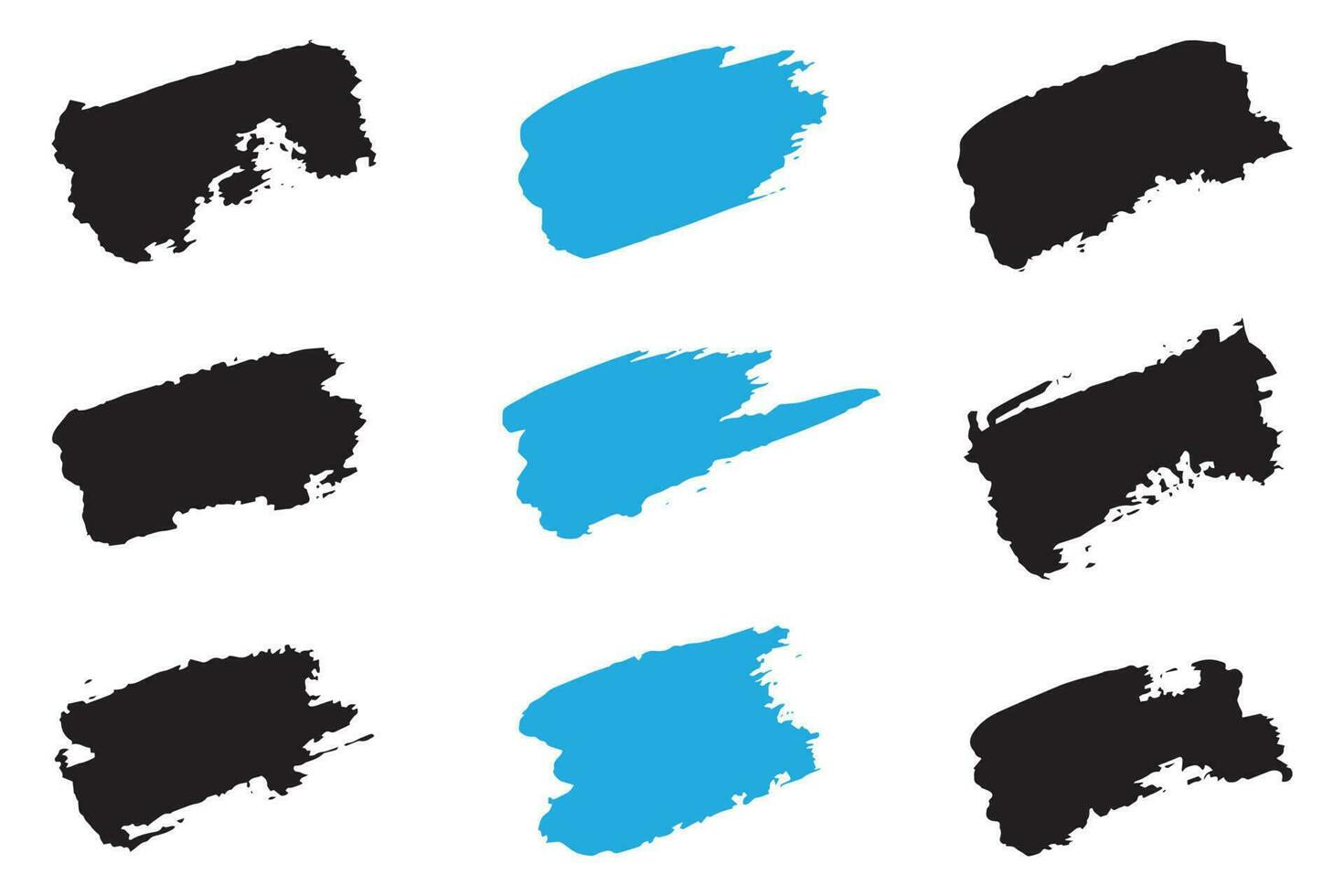 Grungy ink brush strokes, Colorful brush stroke set, dirty strokes set vector