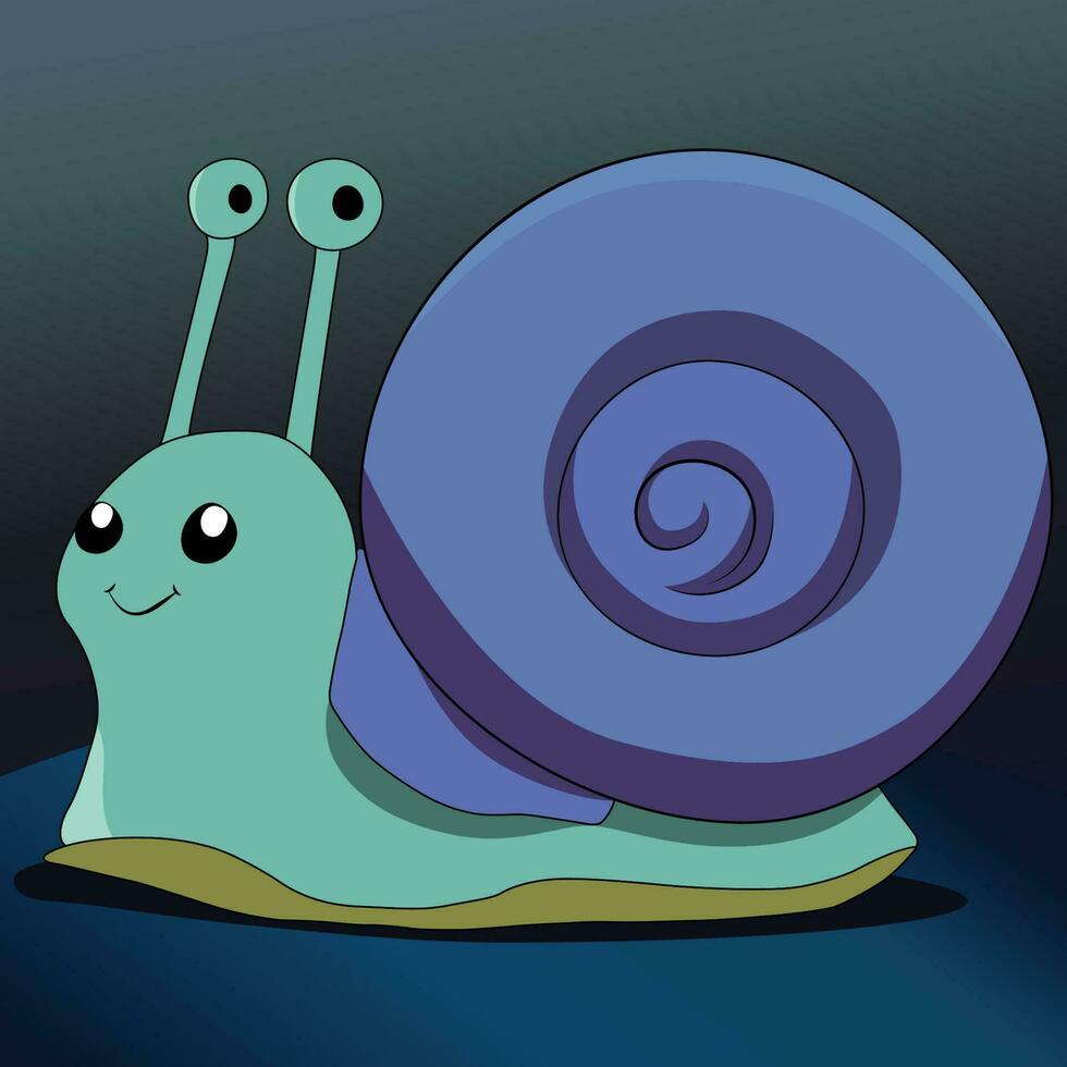 Cute Snail Vector illustration in cartoon style. emotional, happy, smiling, funny, for kids design or speed.