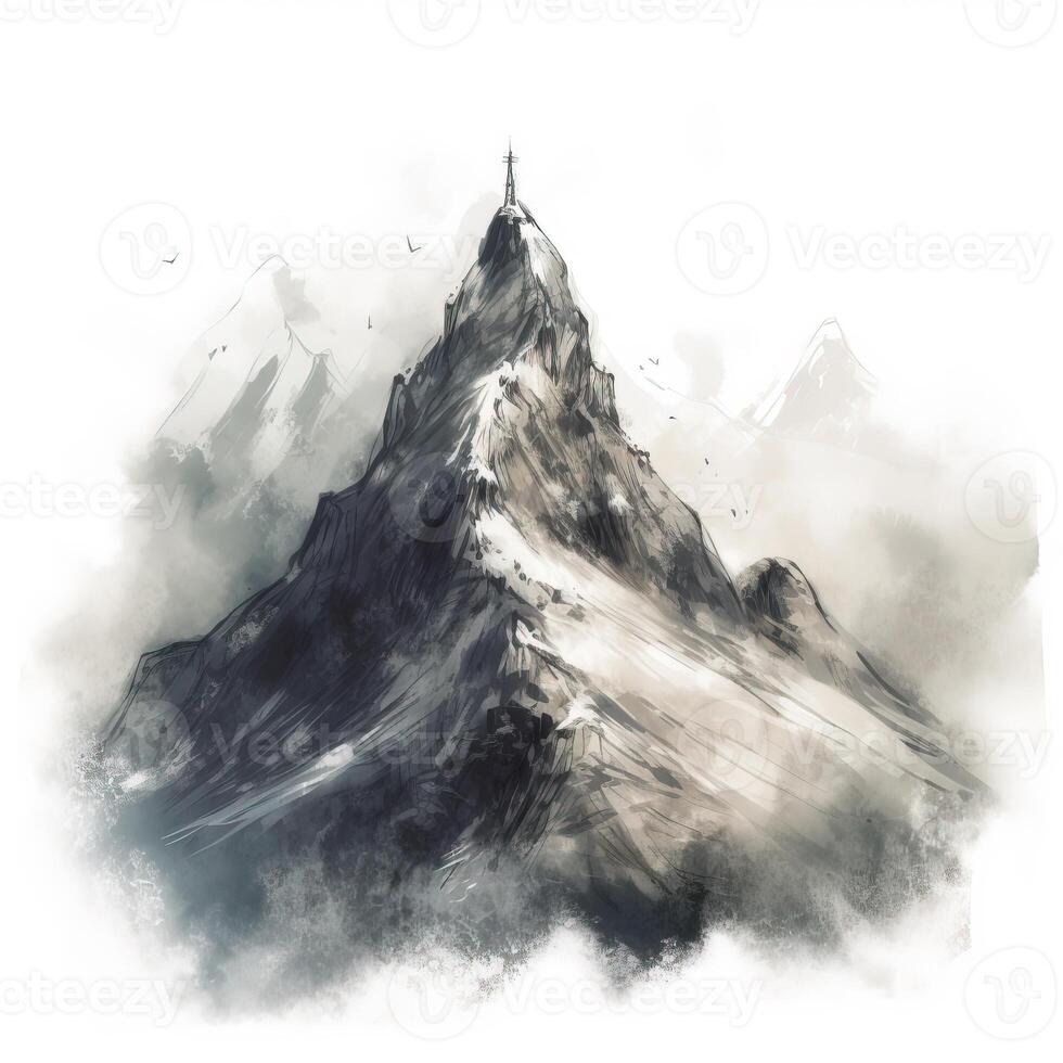 acuarela bosquejo montaña ilustración de generado ai acuarela bosquejo montaña foto