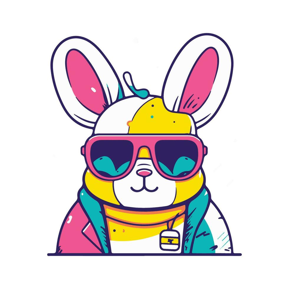 a vibrantly illustrated evil rabbit vector