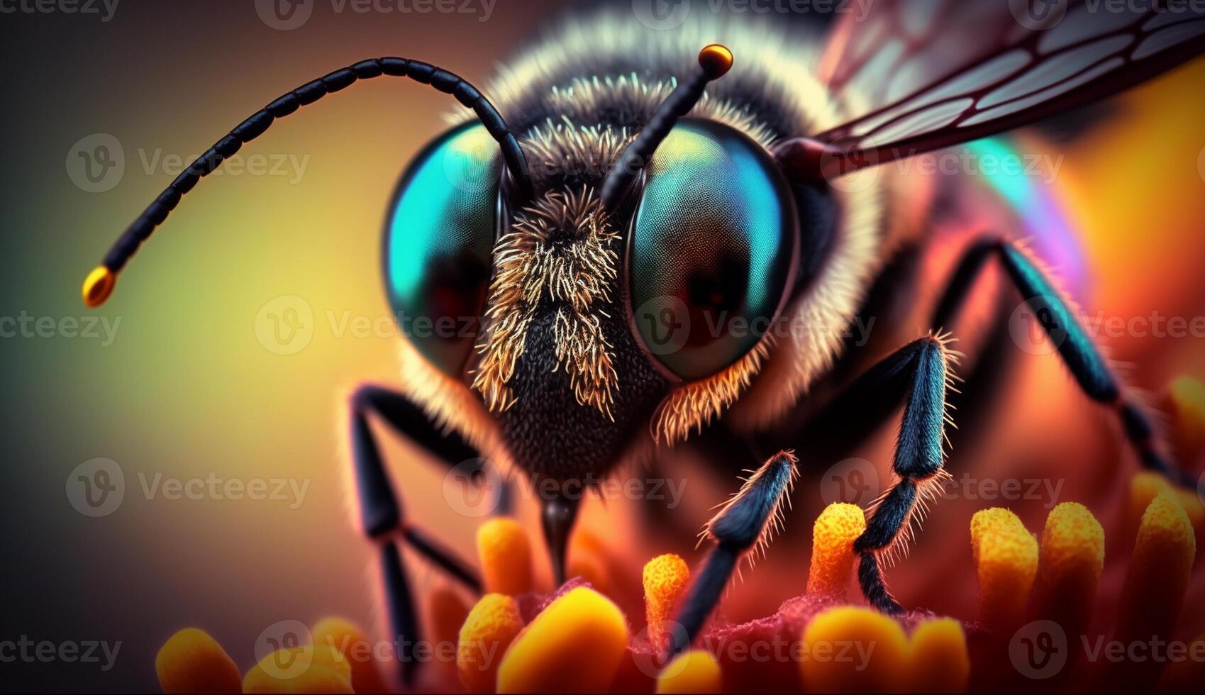 resumen vistoso abeja macro fotografía, generativo ai foto