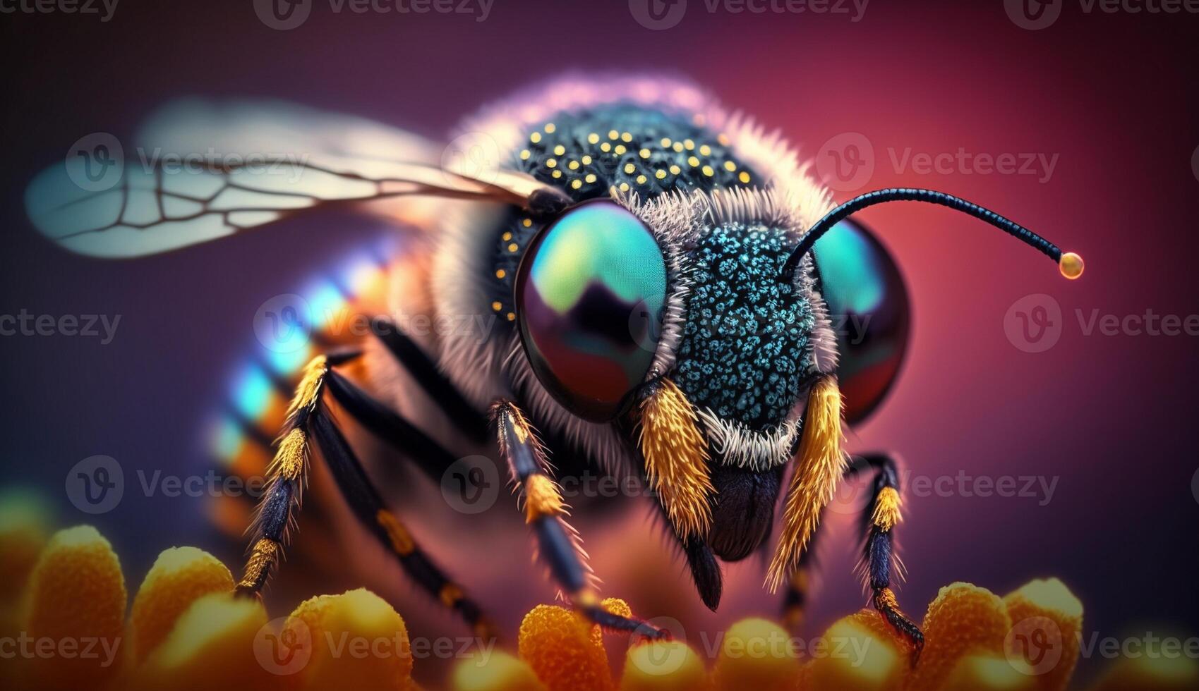 Abstract Colorful Bee Macro Photography, photo