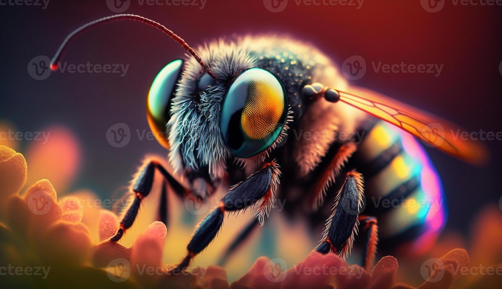 Abstract Colorful Bee Macro Photography, photo
