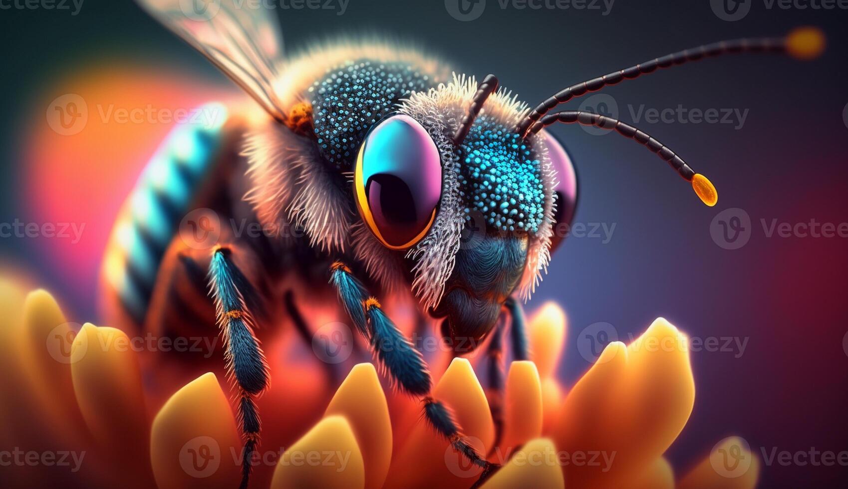 Abstract Colorful Bee Macro Photography, photo