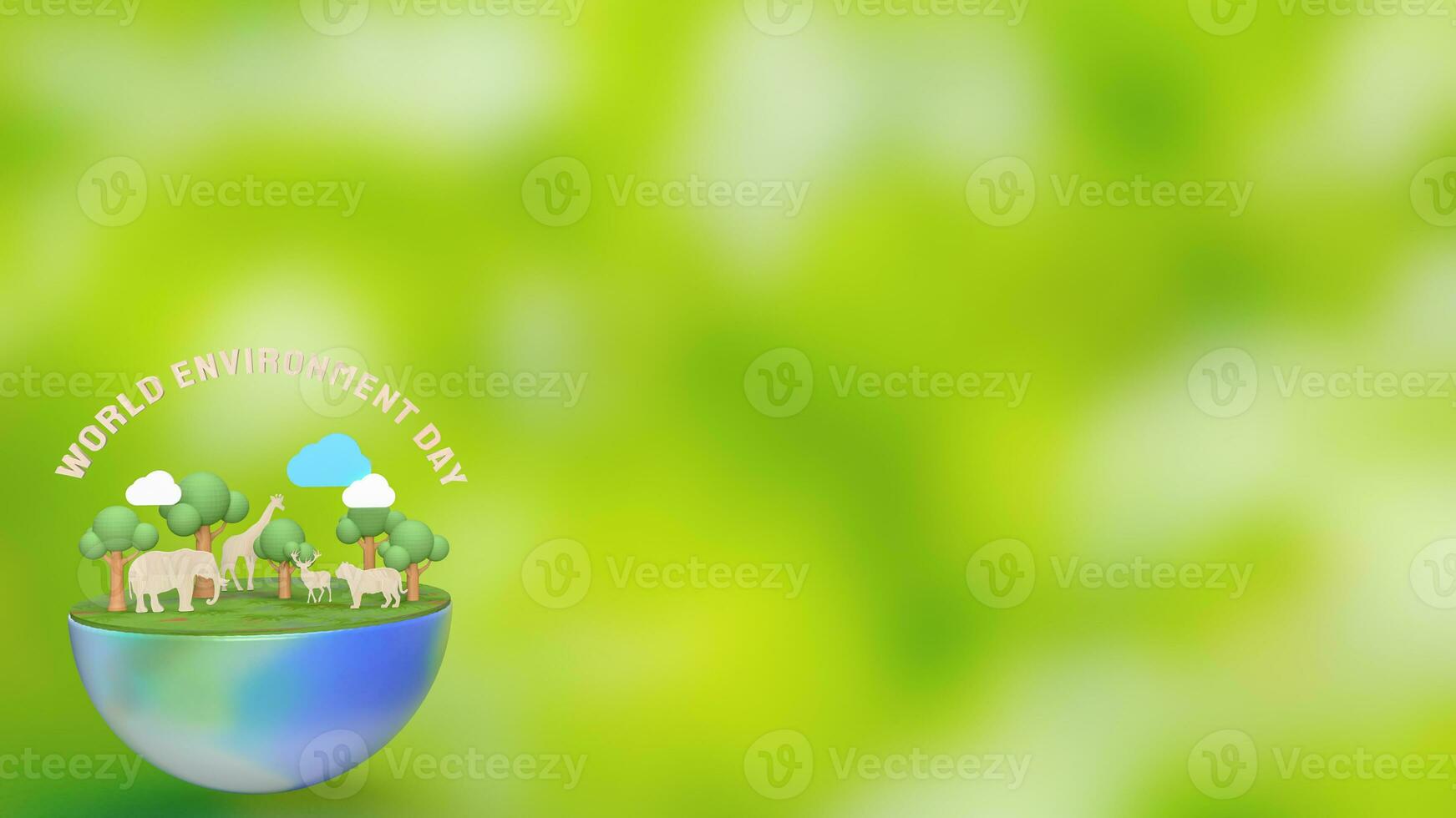 The earth and animal for world environment day 3d rendering photo