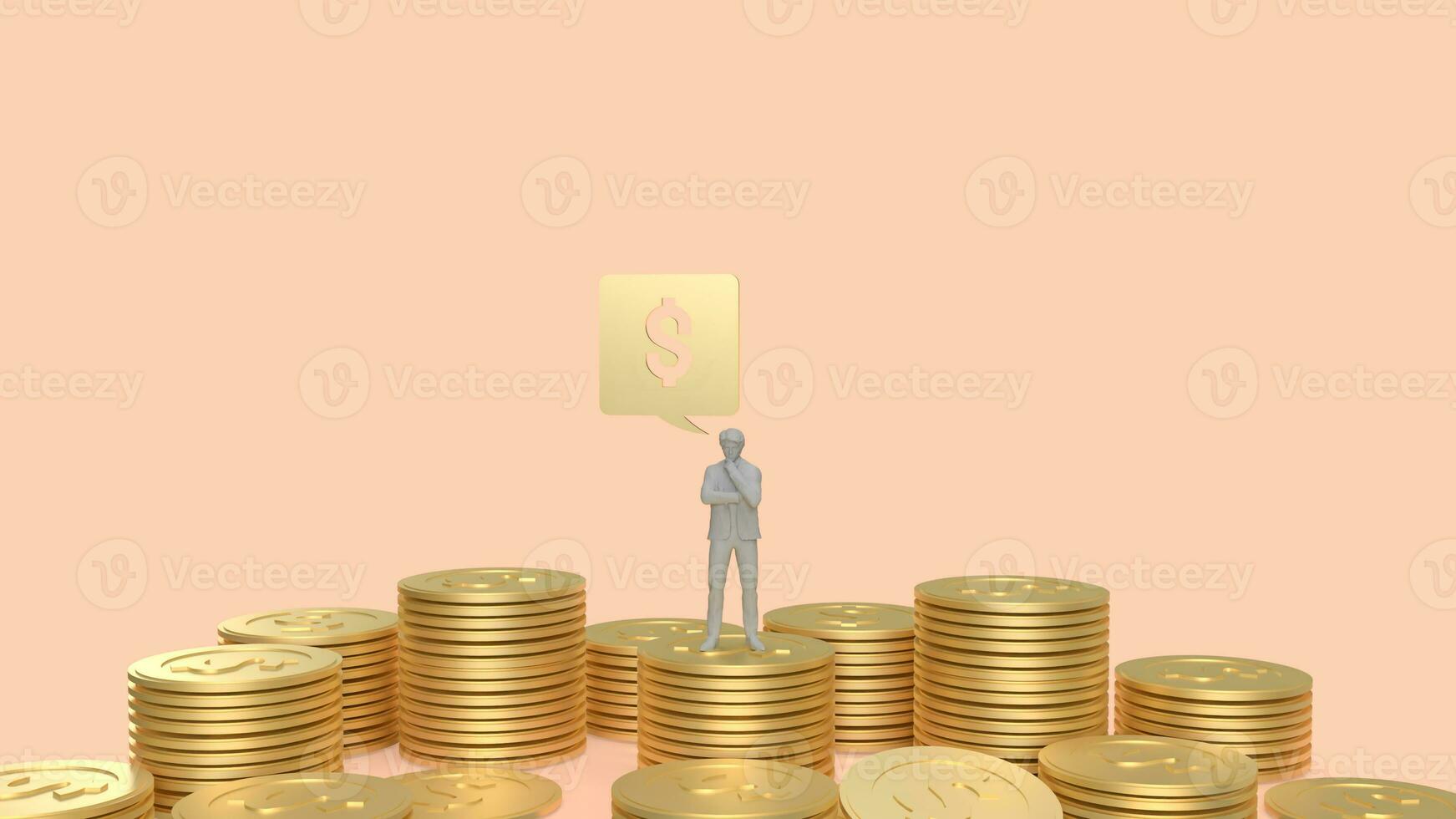 The Dollar icon and gold coins for Business concept 3d rendering photo