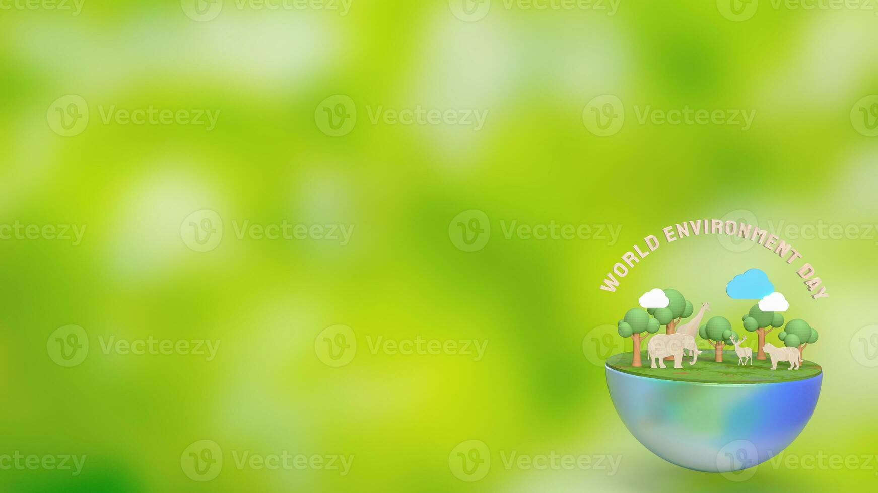 The earth and animal for world environment day 3d rendering photo