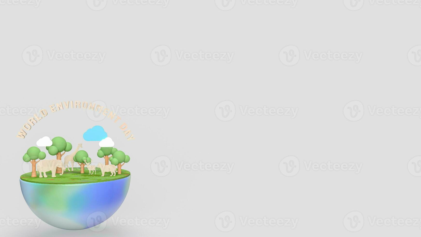 The earth and animal for world environment day 3d rendering photo