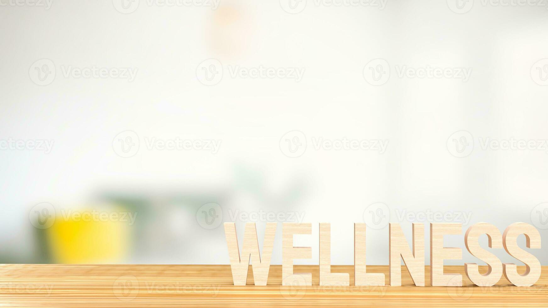 The wellness wood on table for health concept 3d rendering photo