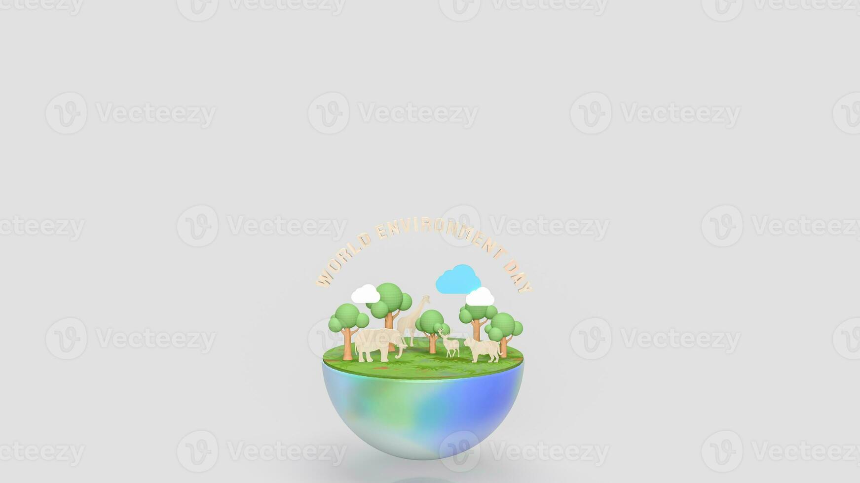 The earth and animal for world environment day 3d rendering photo