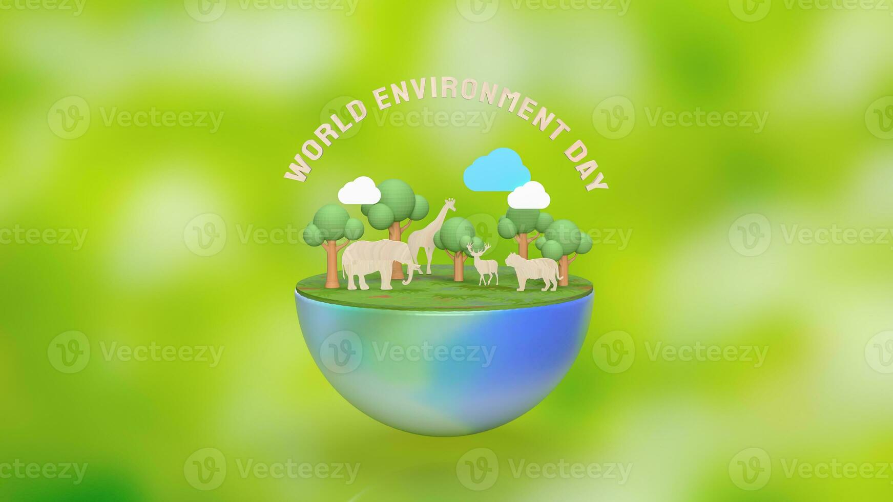 The earth and animal for world environment day 3d rendering photo