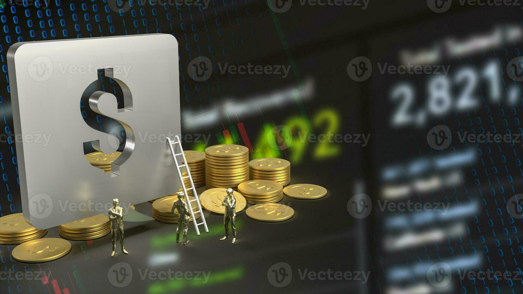 The Dollar symbol and gold coins for Business concept 3d Rendering photo