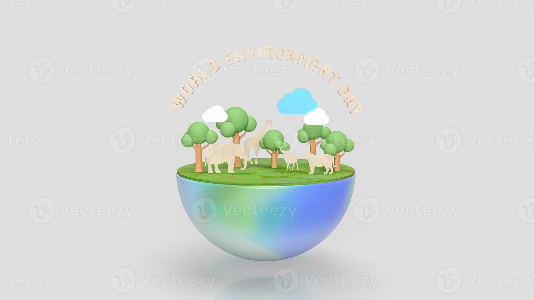 The earth and animal for world environment day 3d rendering photo