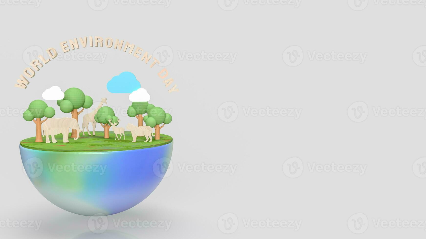 The earth and animal for world environment day 3d rendering photo