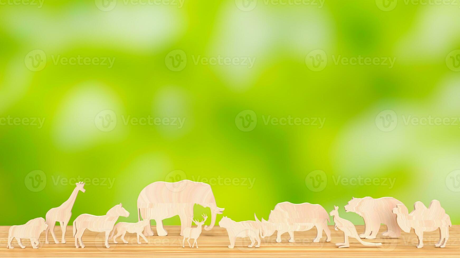 The wood animal plate for wild life species 3d rendering photo