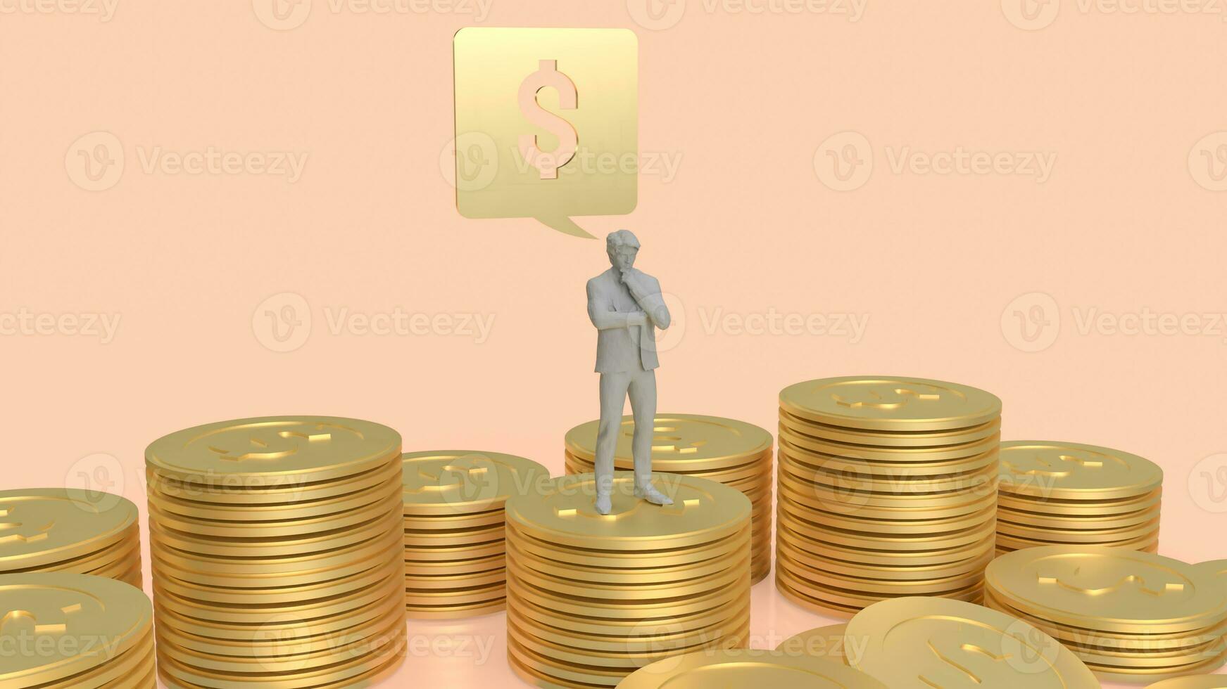 The Dollar icon and gold coins for Business concept 3d rendering photo