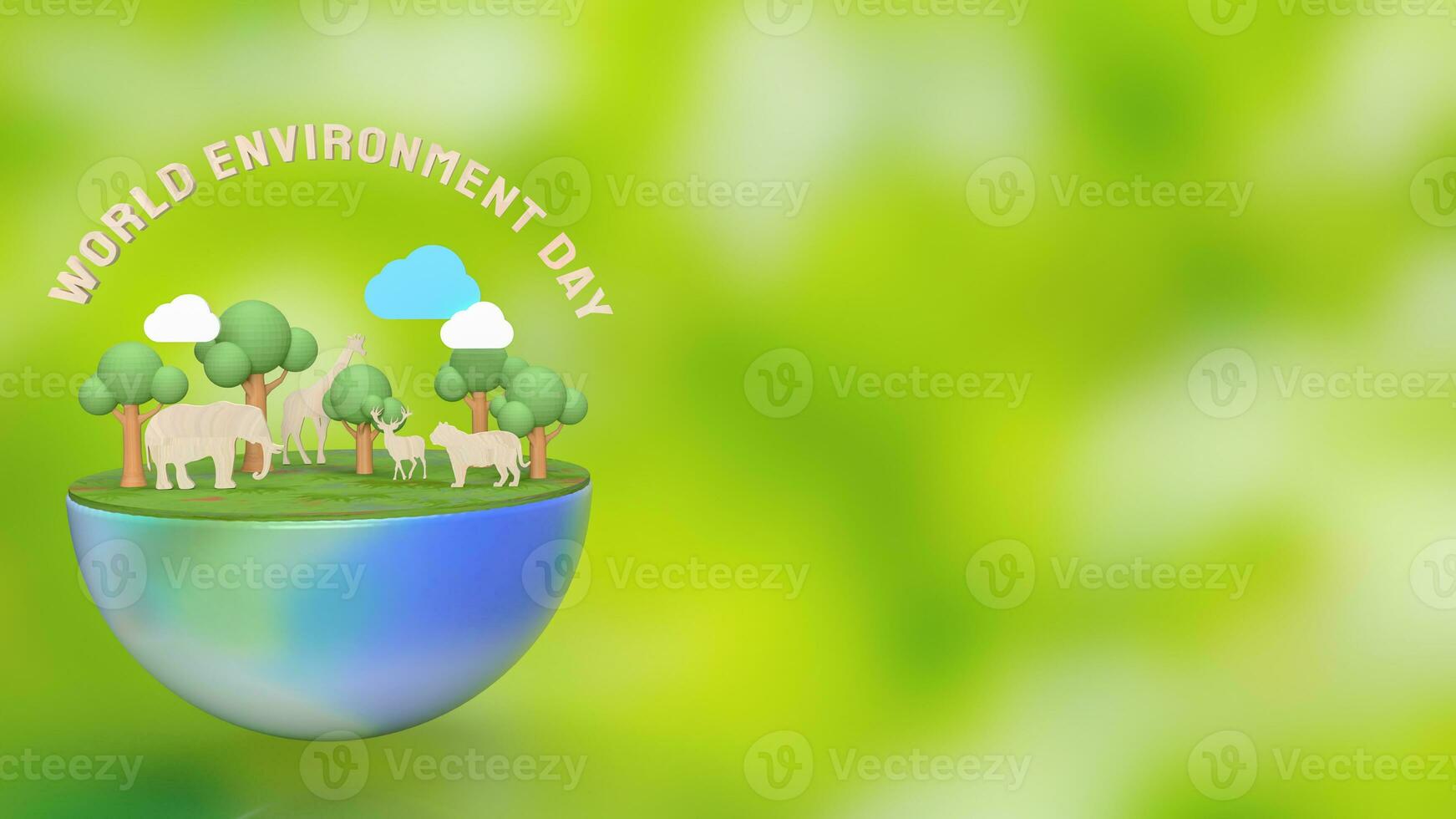 The earth and animal for world environment day 3d rendering photo