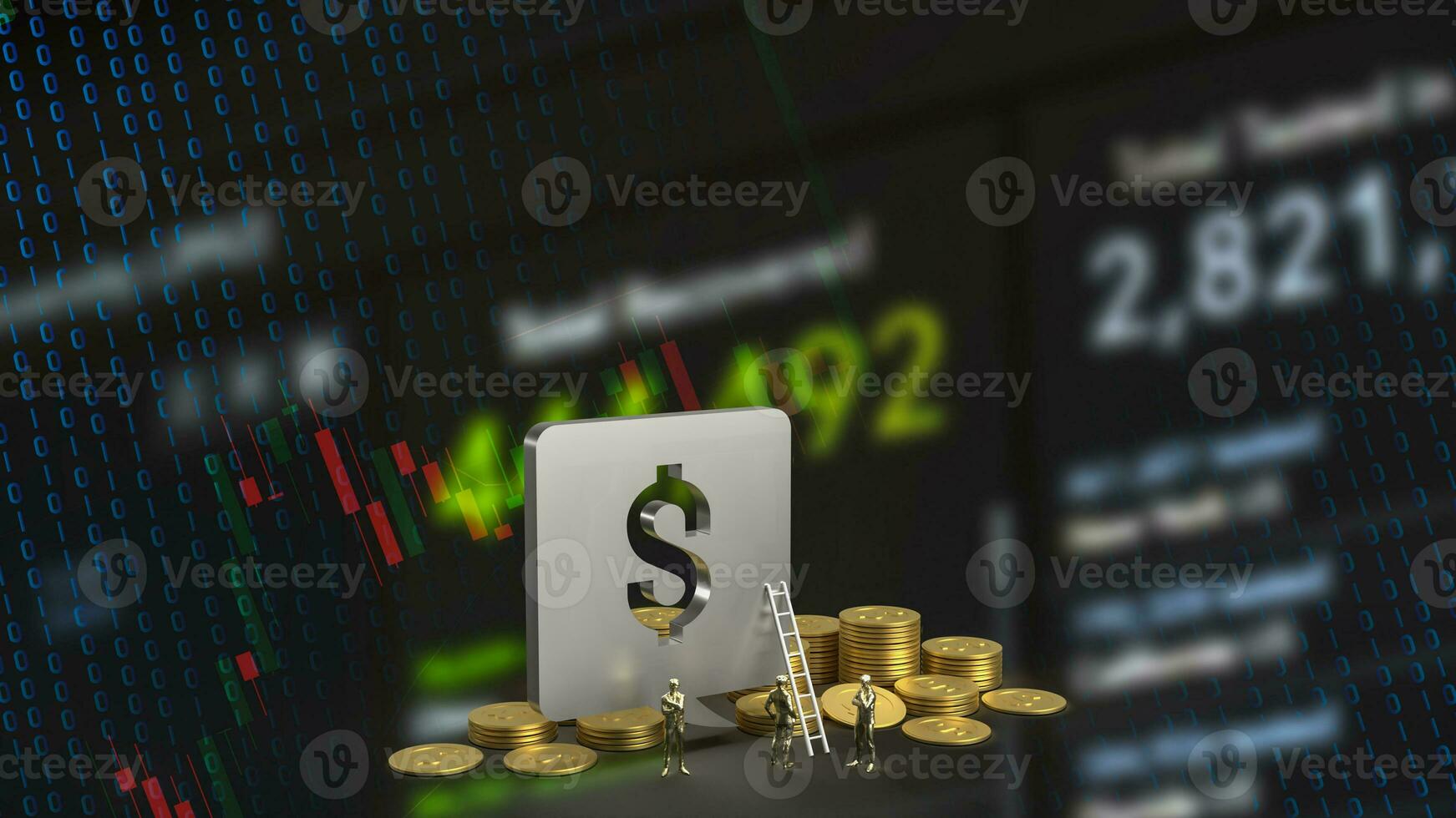 The Dollar symbol and gold coins for Business concept 3d Rendering photo