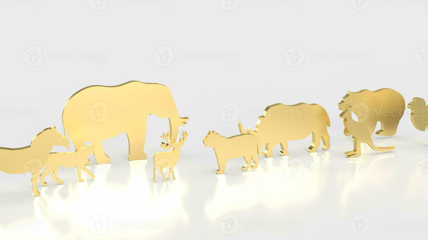 The gold animal plate for wild life species 3d rendering photo