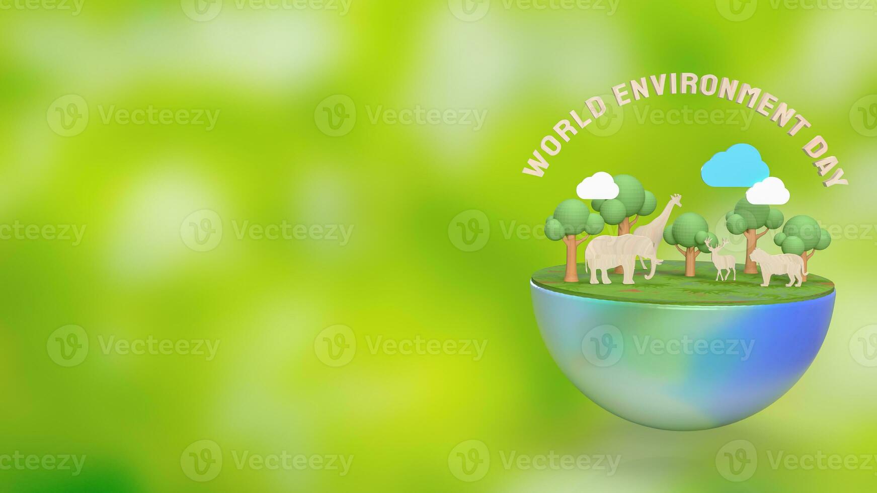 The earth and animal for world environment day 3d rendering photo