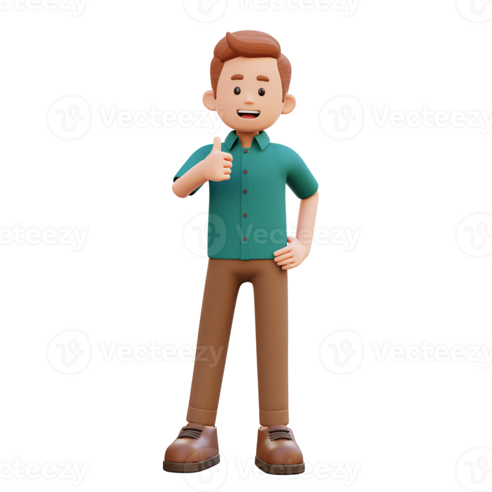3d male character give a thumb up png