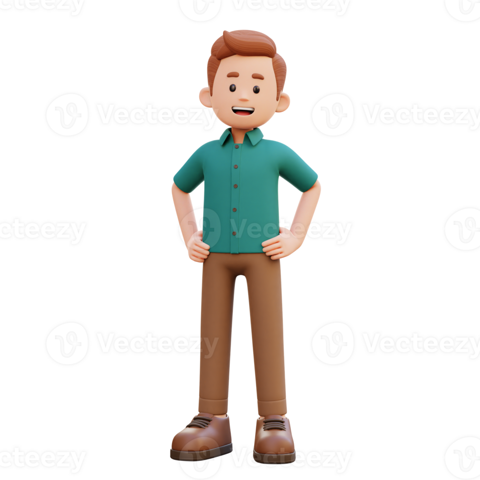 3d male character hand on hip png