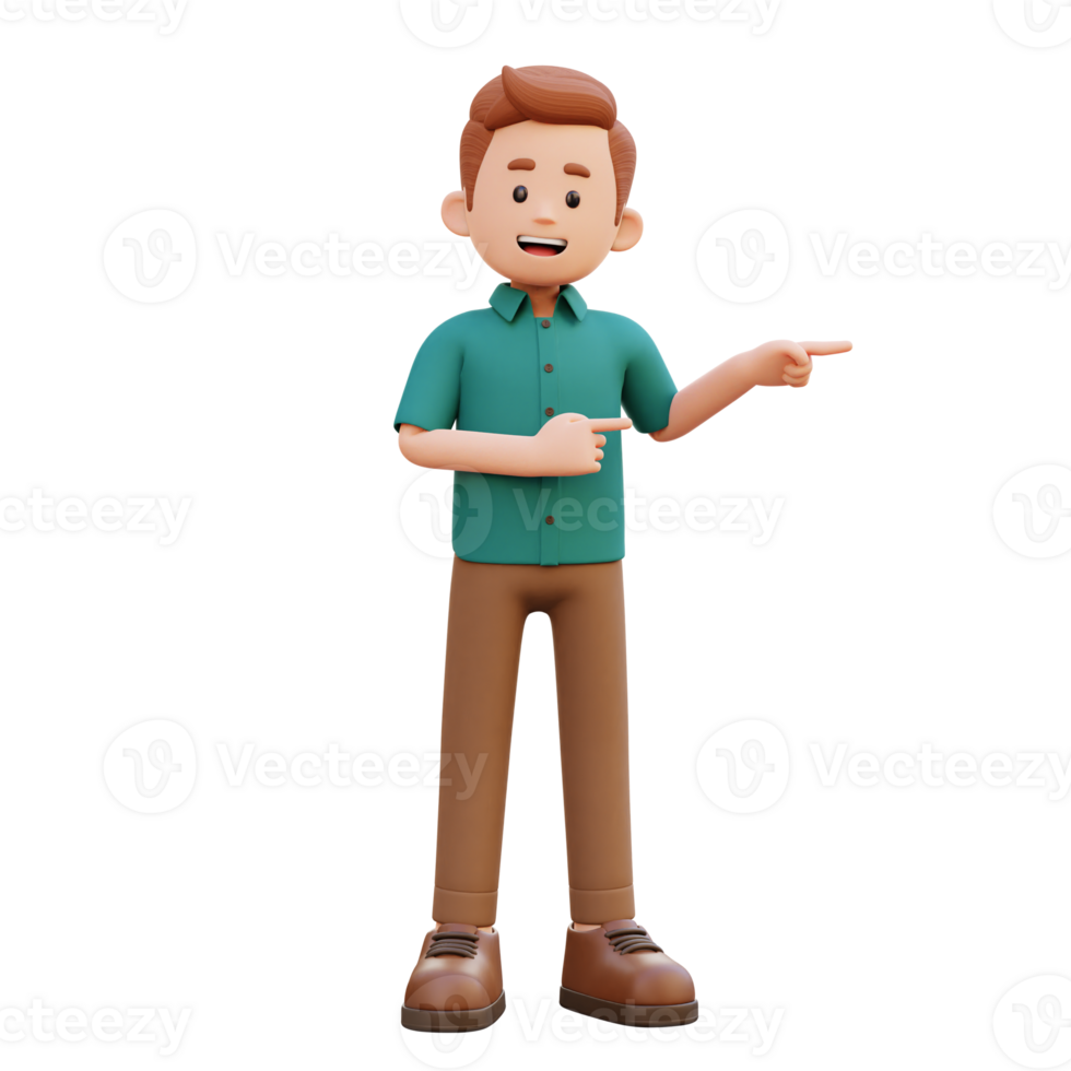 3d male character pointing left png