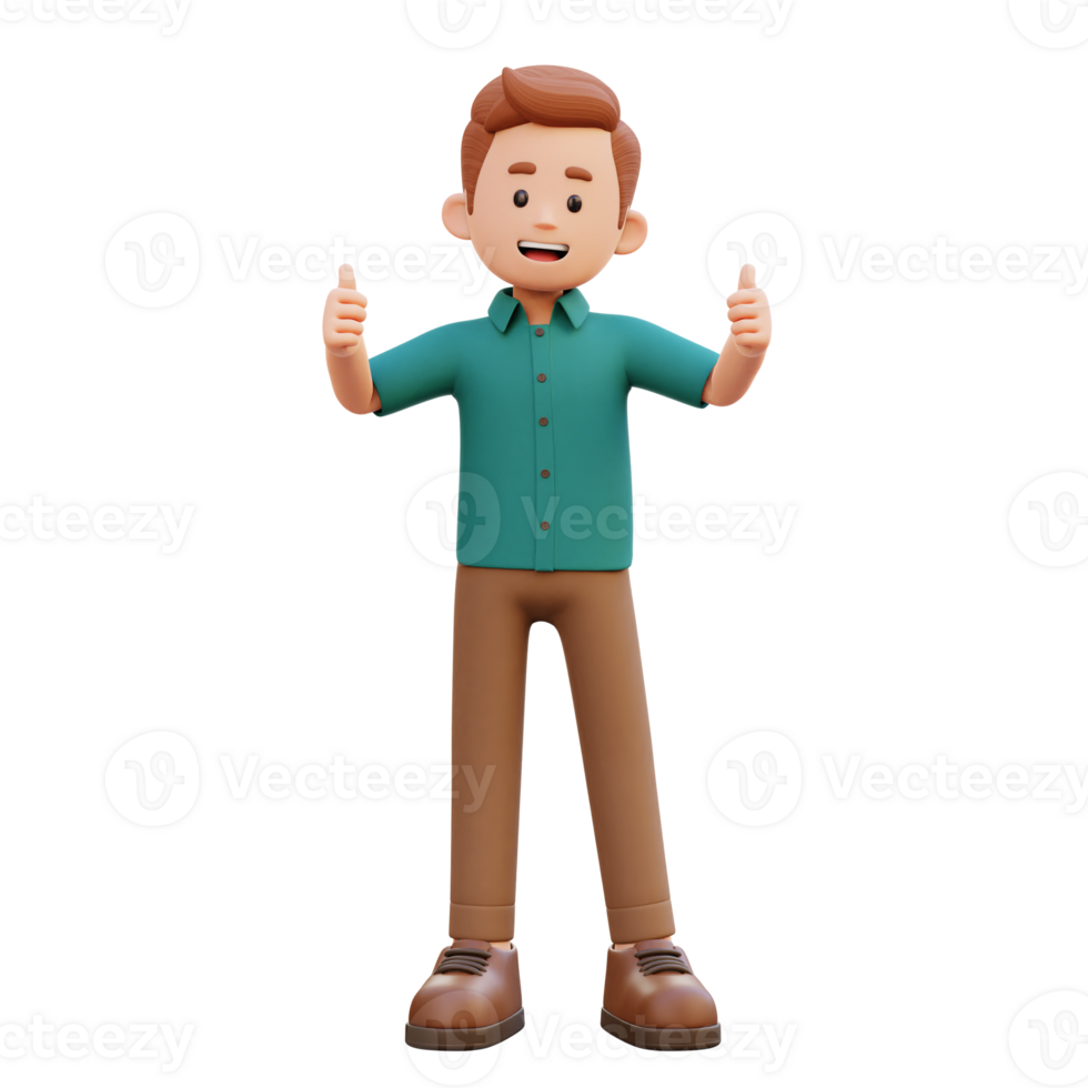 3d male character give a thumb up png