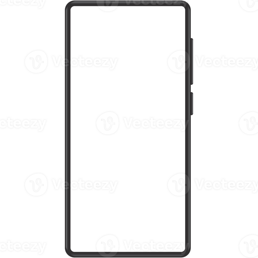 smartphone mockup black frame with white blank screen horizontal angles views. png