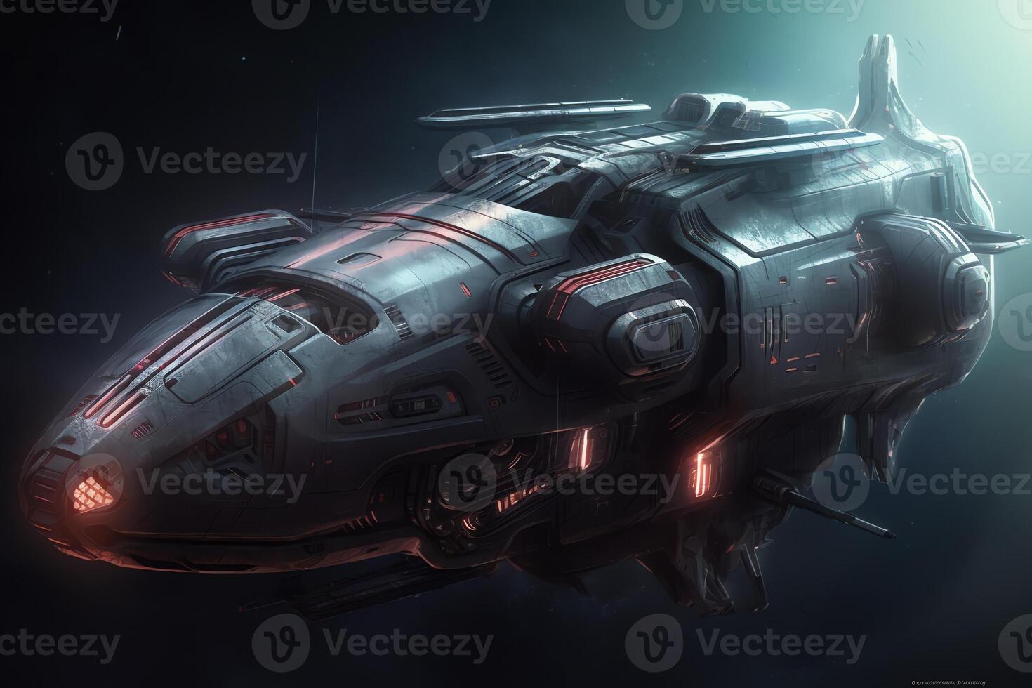 Scifi spaceship space ship transport intergalactic travel concept art. photo