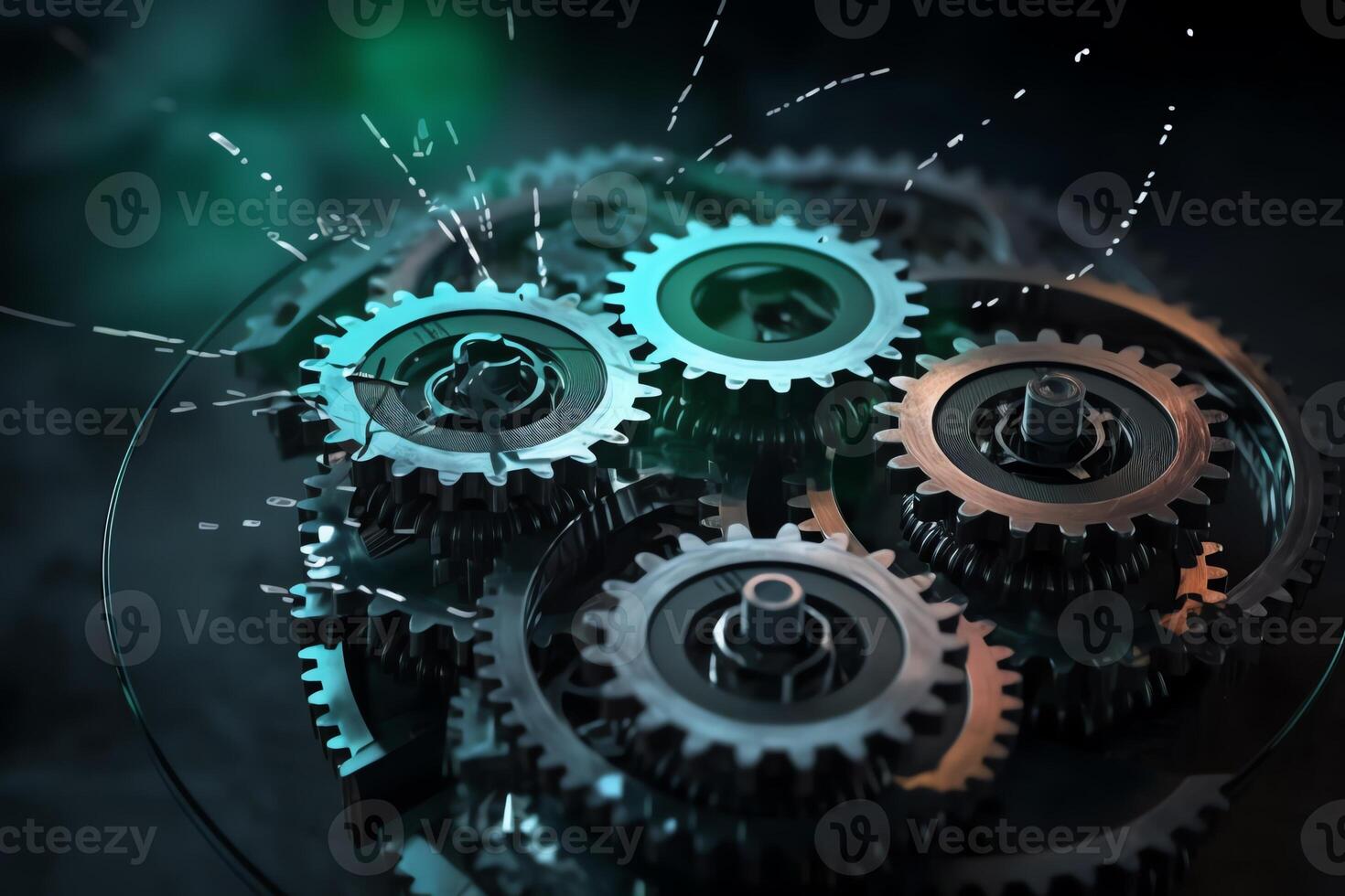 Process management optimization operation fix strategy industry transmission gears wheel software update status cog gear wheel on the technology abstract background. photo