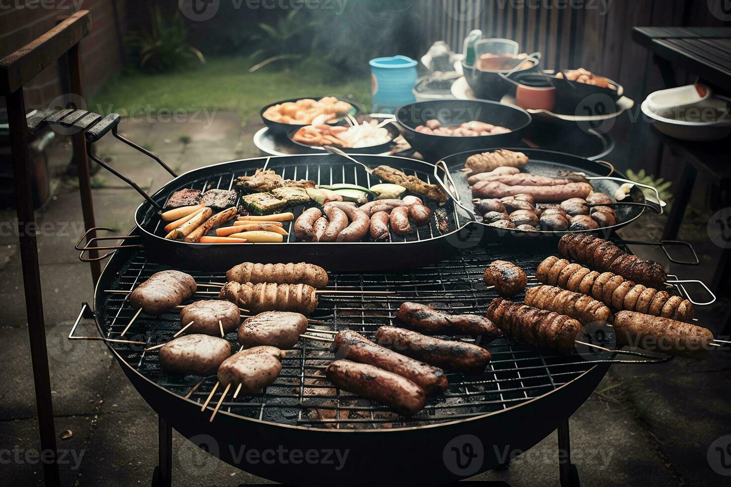 Backyard barbecue. AI Generated photo