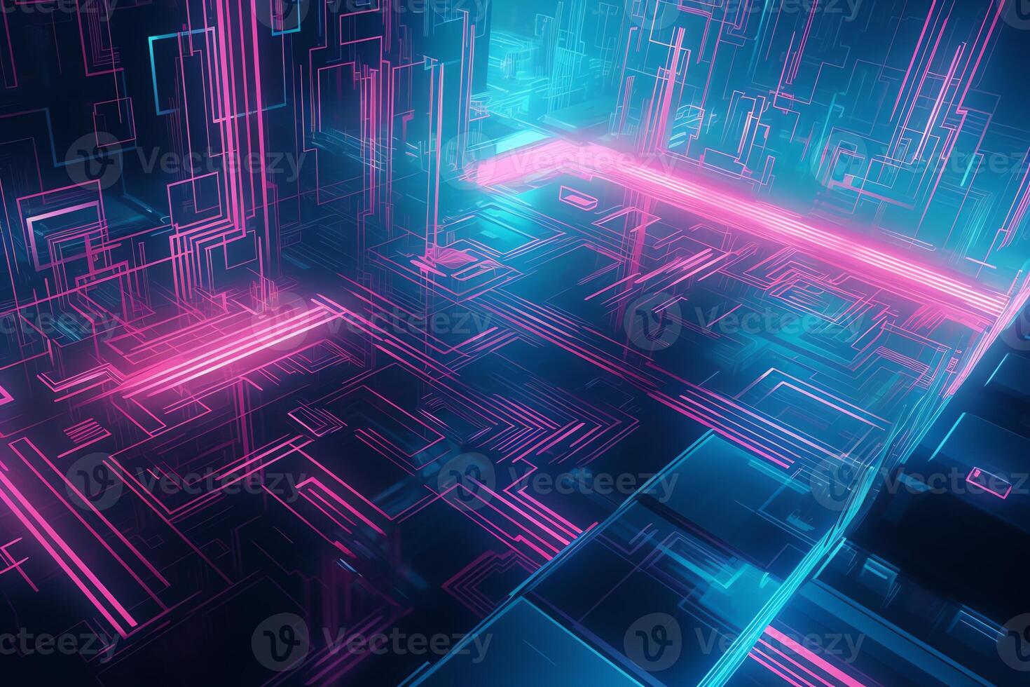 Blue pink techno scifi background. photo