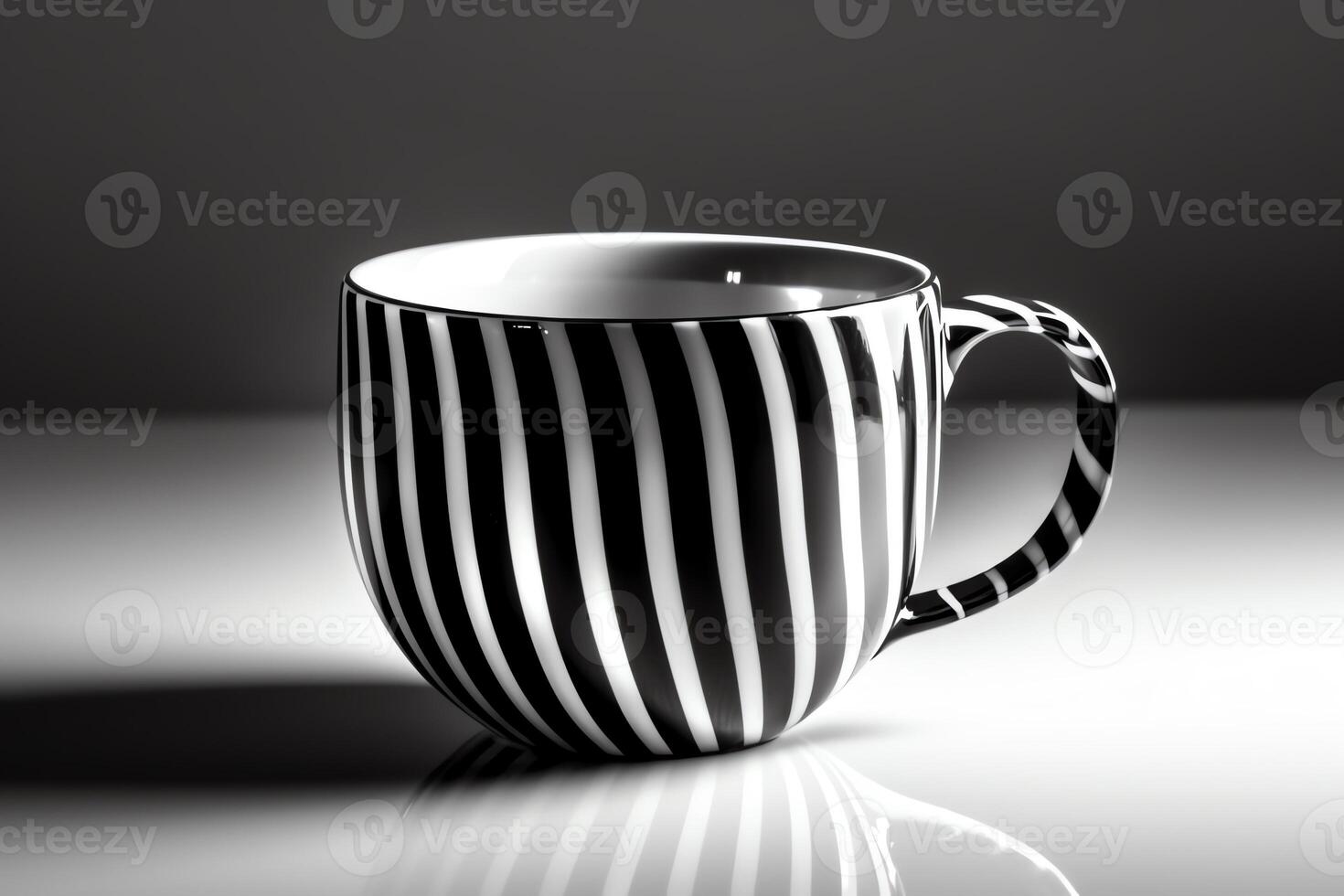 Coffee mug in black and white against a white background. photo