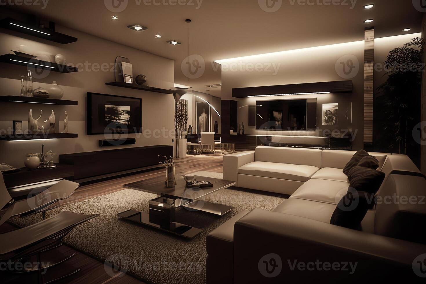 Modern living room design elegant home decor. photo