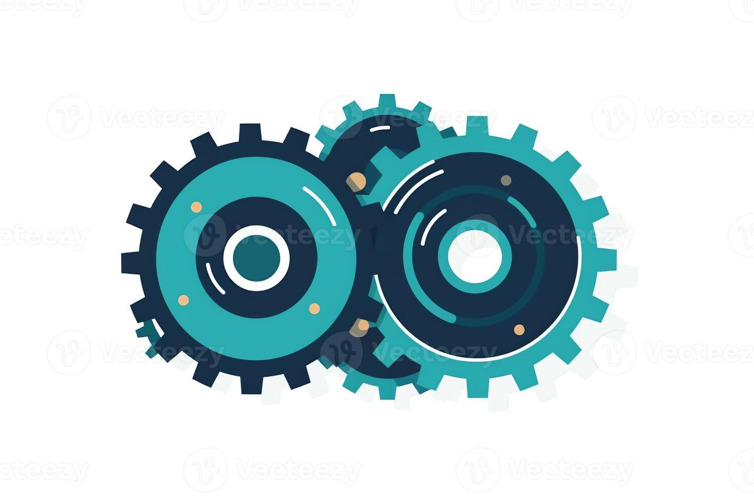 Connected working gears icon cog wheels flat style illustration isolated. photo