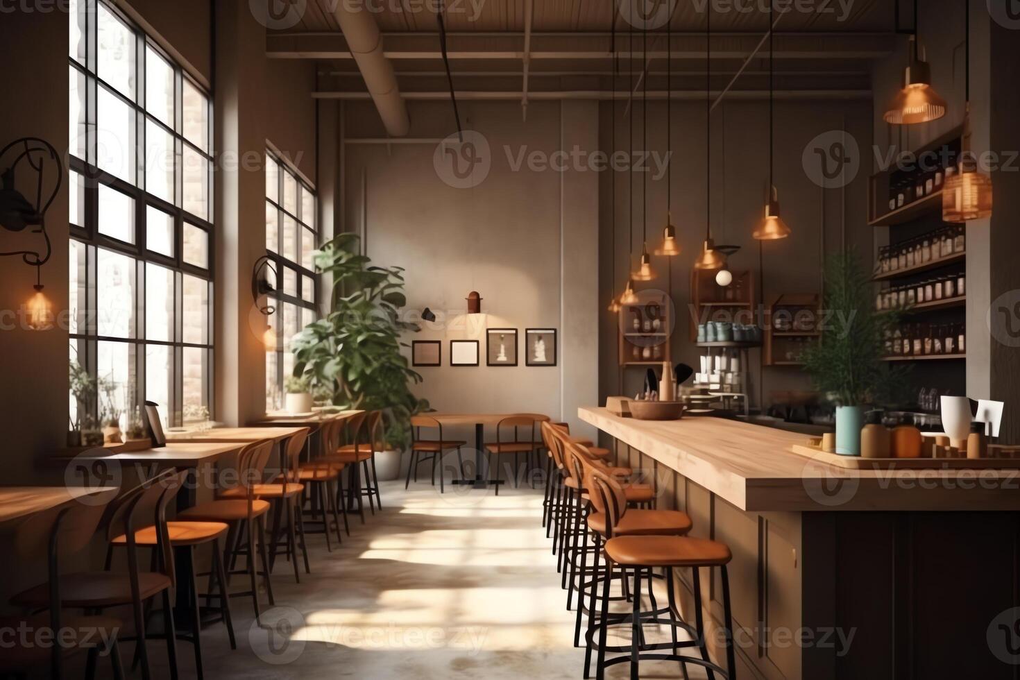 3D render cafe restaurant. photo