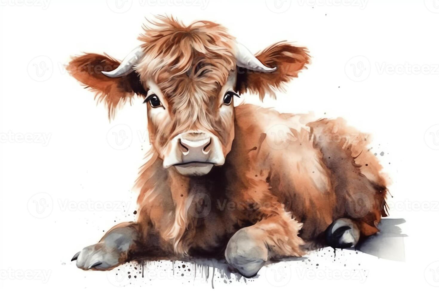 Watercolor baby animals nursery nursery decor wall art digital art baby cow highland cow. photo