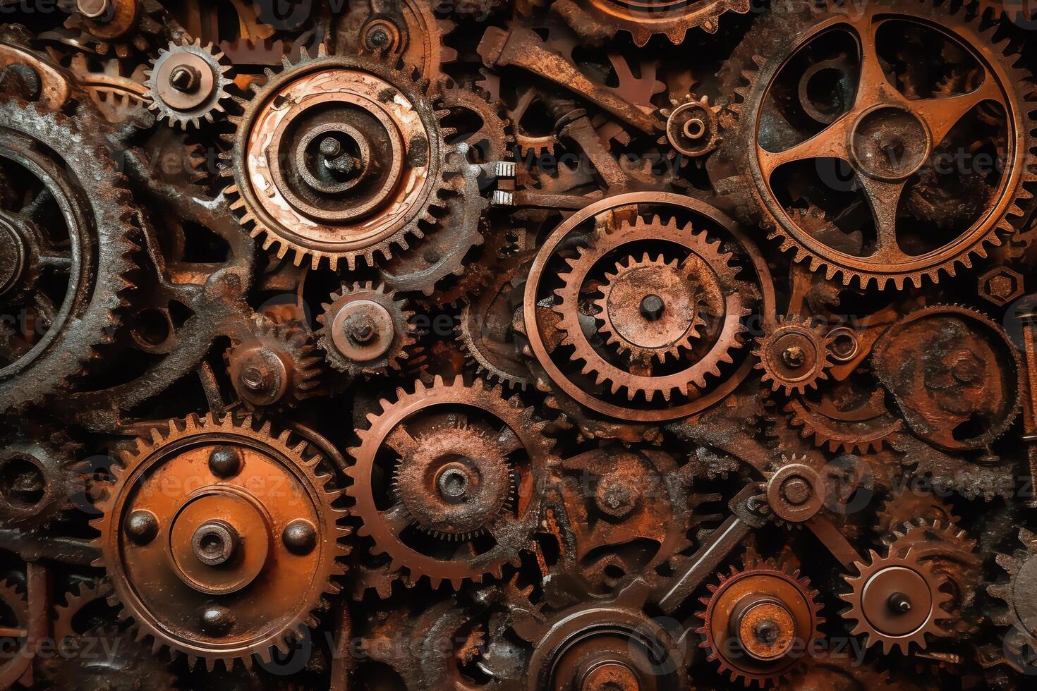 Steampunk cogs gears rust background wallpaper. photo