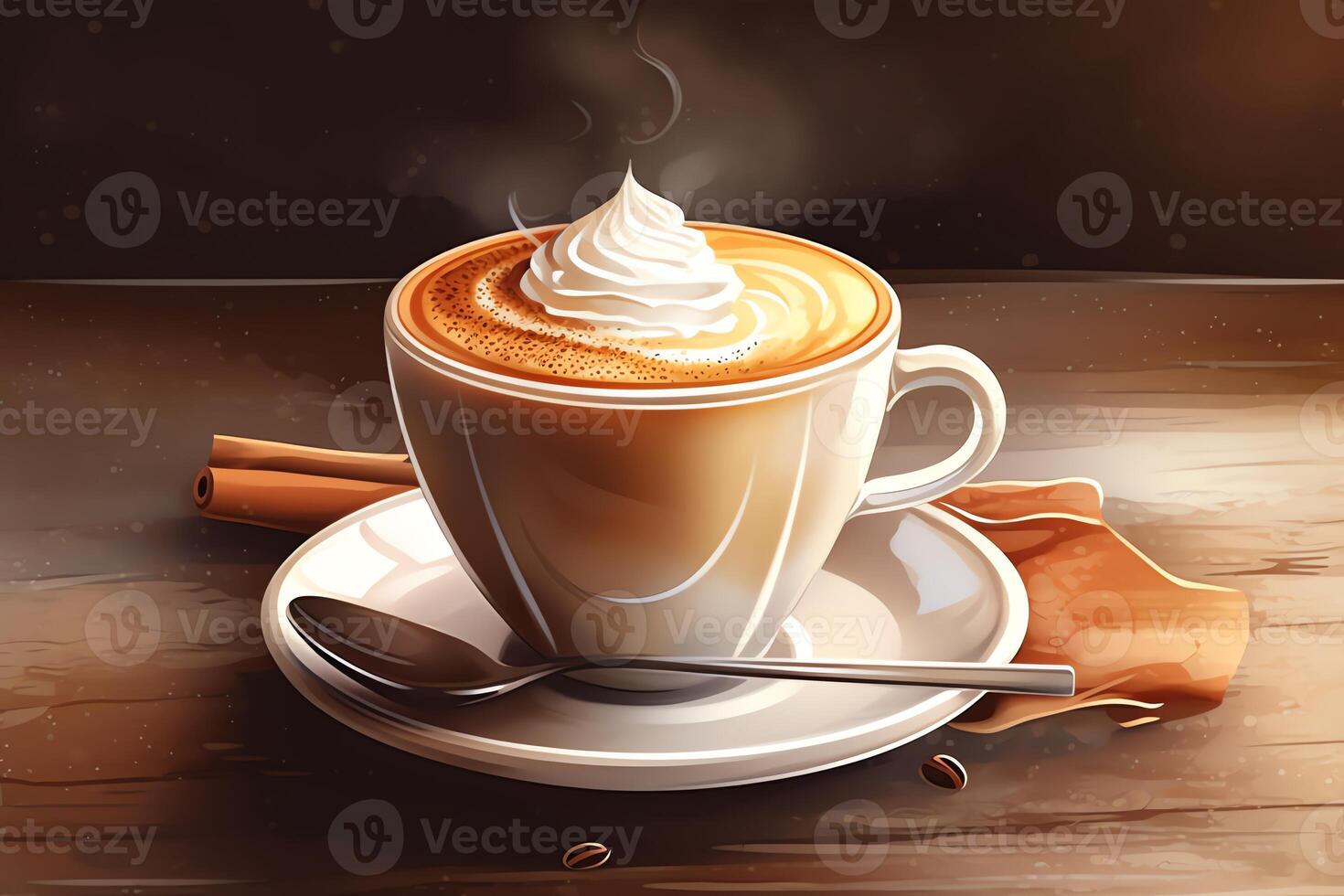 Cup of hot cappuccino coffee illustration. photo