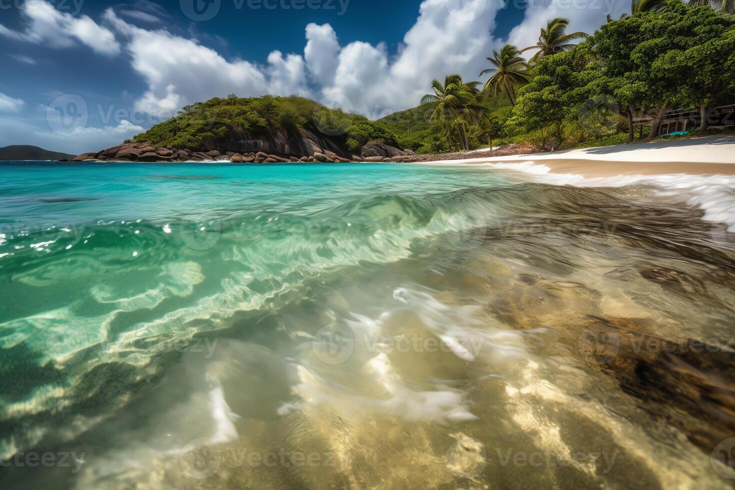 el Perfecto día a un caribe paraíso costa. ai generado foto